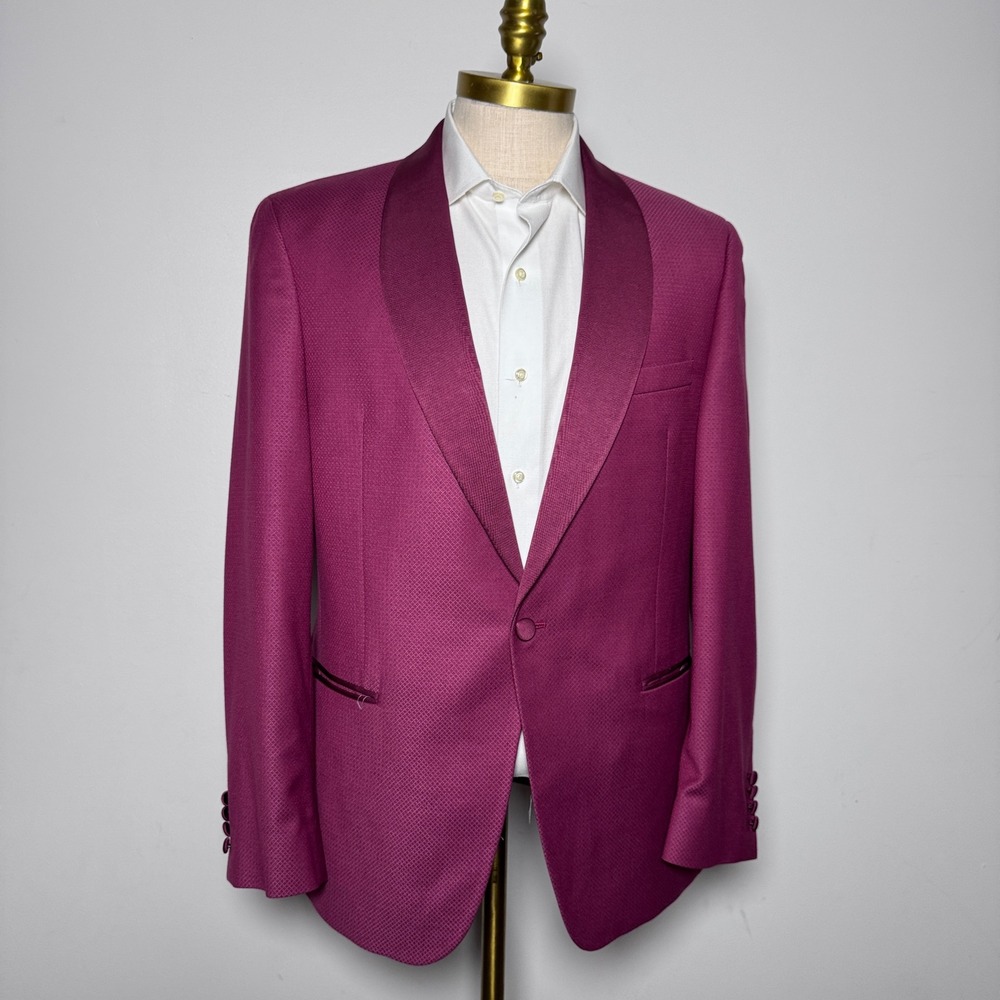 Alfani Tuxedo Blazer Mens 42R Pink Textured Shawl Lapel Slim Fit One-Button